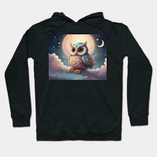 Baby Owl Floating on a Cloud Hoodie